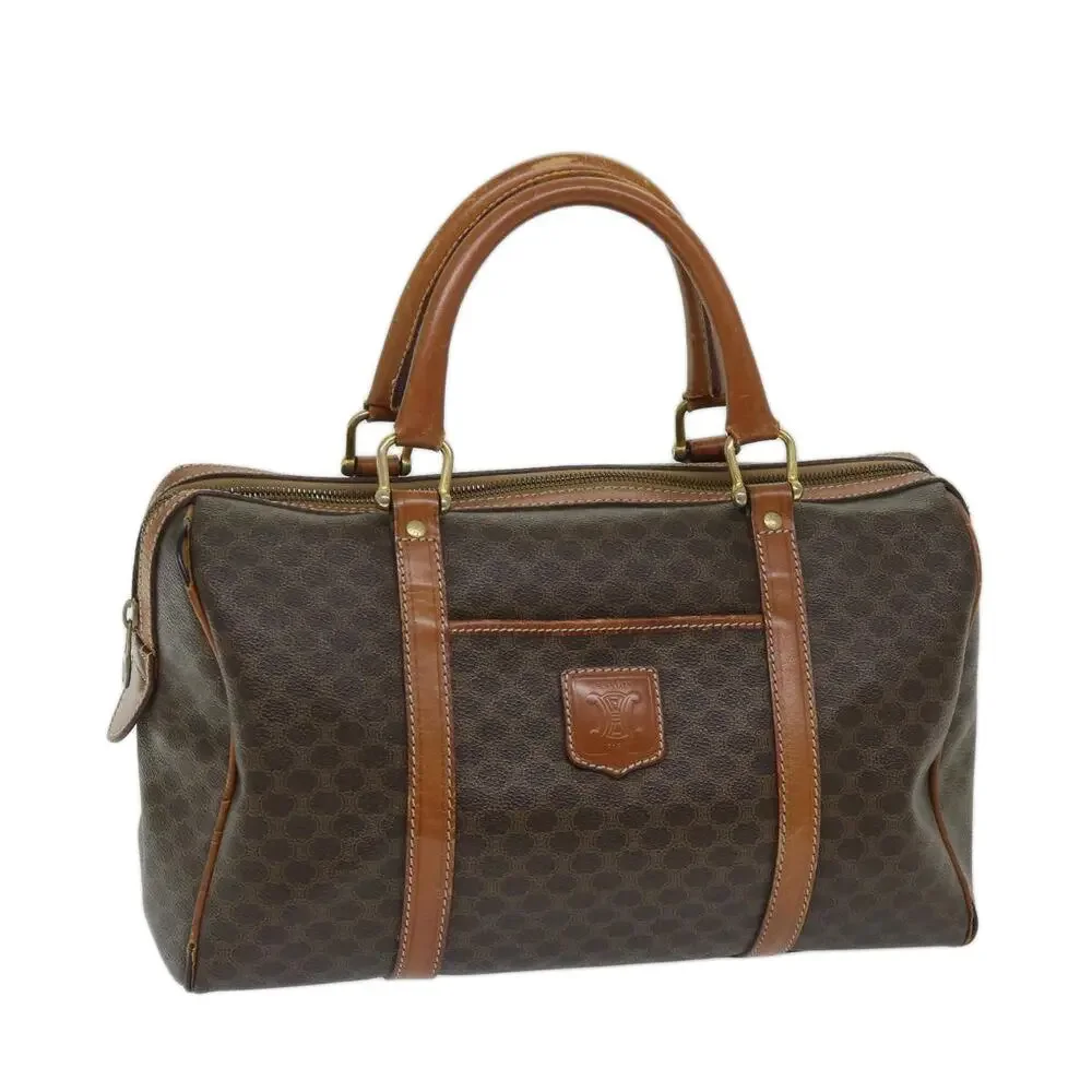 CELINE Macadam Canvas Boston Bag Pvc Brown